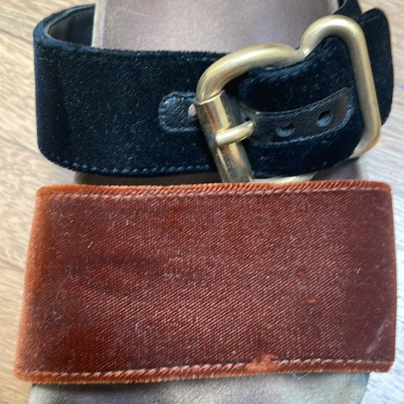 Suede Gold Buckle Slide Sandals - Picture 2 of 4